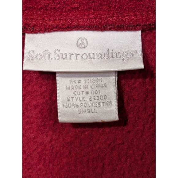 Soft Surroundings Fleece Jacket Womens Small Button Accent Pile Mock Neck Red - Picture 3 of 10